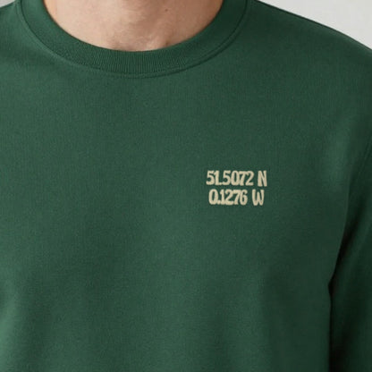 Coordinates Sweatshirt, adult sweatshirt in forest green, embroidered
