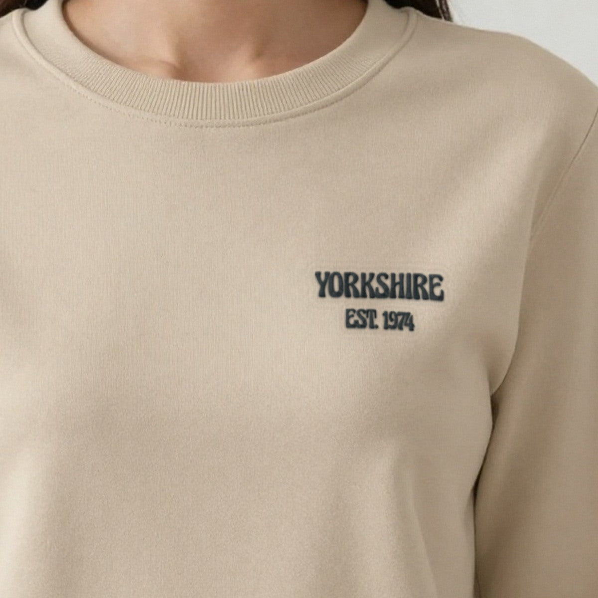 County Est. Sweatshirt, adult sweatshirt in sand, embroidered