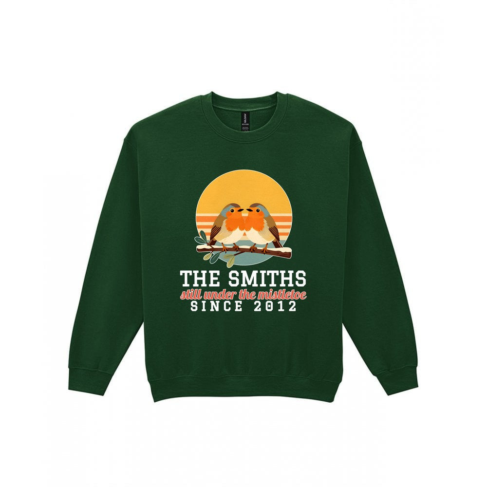 Personalised Couples Mistletoe Christmas Jumper & T-Shirt laid flat