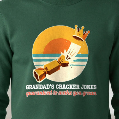 Personalised Cracker Jokes Christmas Jumper & T-Shirt print close-up, our photo