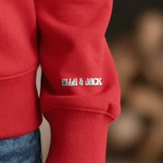 Personalised Cuff Embroidered Sweatshirt with Names, worn