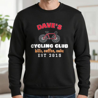 Personalised Cycling Club T-Shirt & Sweatshirt Sweatshirt in Black, worn, our photo