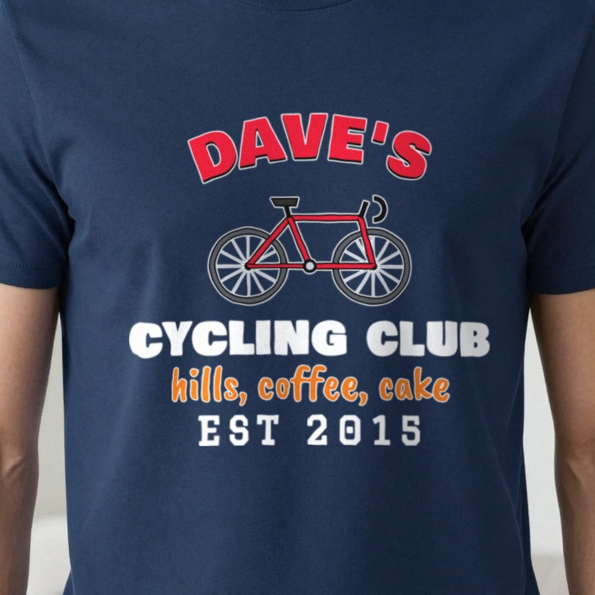 Personalised Cycling Club T-Shirt & Sweatshirt print close-up, our photo