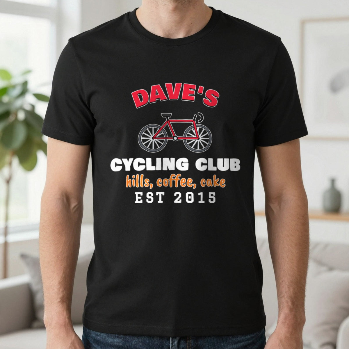 Personalised Cycling Club T-Shirt & Sweatshirt T-Shirt in Black, worn, our photo