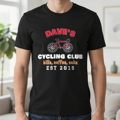 Personalised Cycling Club T-Shirt & Sweatshirt T-Shirt in Black, worn, our photo