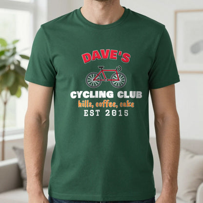 Personalised Cycling Club T-Shirt & Sweatshirt T-Shirt in Forest Green, worn, our photo