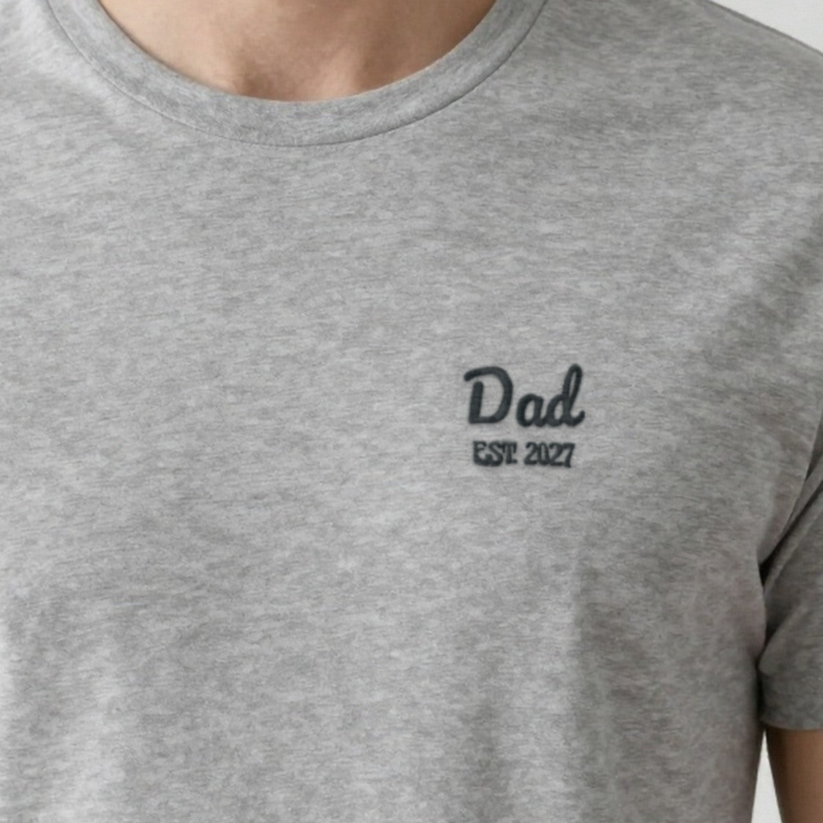 Dad Est. Sweatshirt, adult t-shirt in ash, embroidered