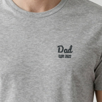 Dad Est. Sweatshirt, adult t-shirt in ash, embroidered