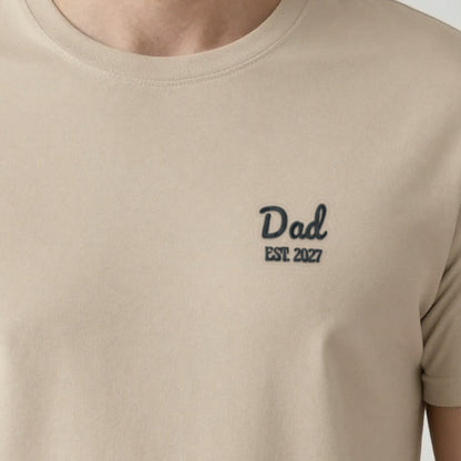 Dad Est. Sweatshirt, adult t-shirt in sand, embroidered