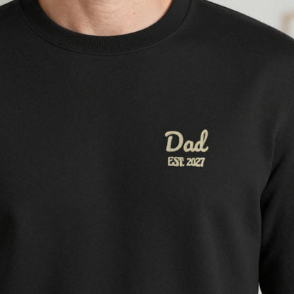 Dad Est. Sweatshirt, adult sweatshirt in black, embroidered
