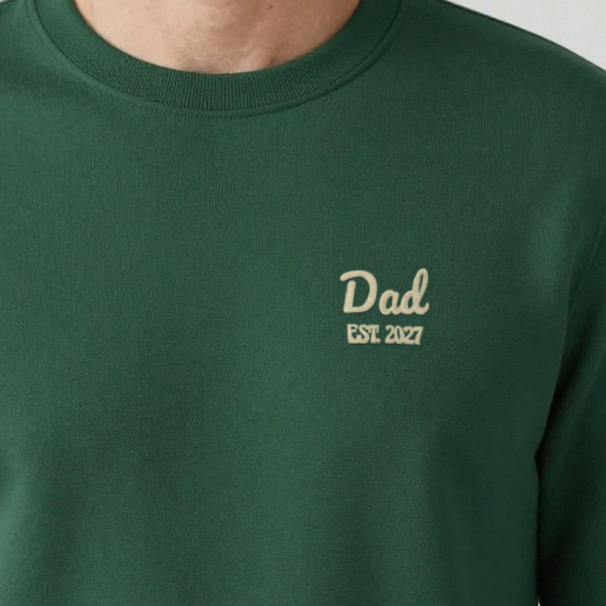 Dad Est. Sweatshirt, adult sweatshirt in forest green, embroidered