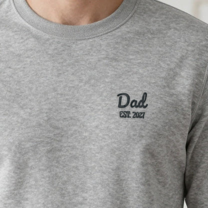 Dad Est. Sweatshirt, adult sweatshirt in ash, embroidered