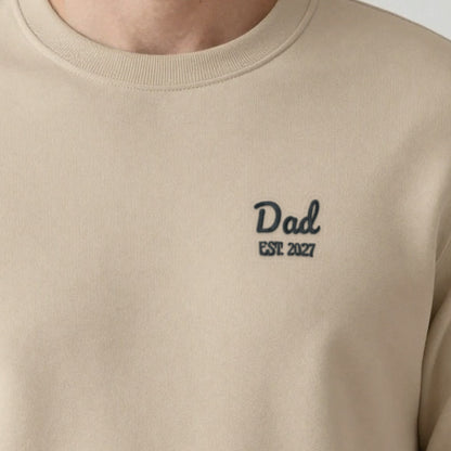 Dad Est. Sweatshirt, adult sweatshirt in sand, embroidered