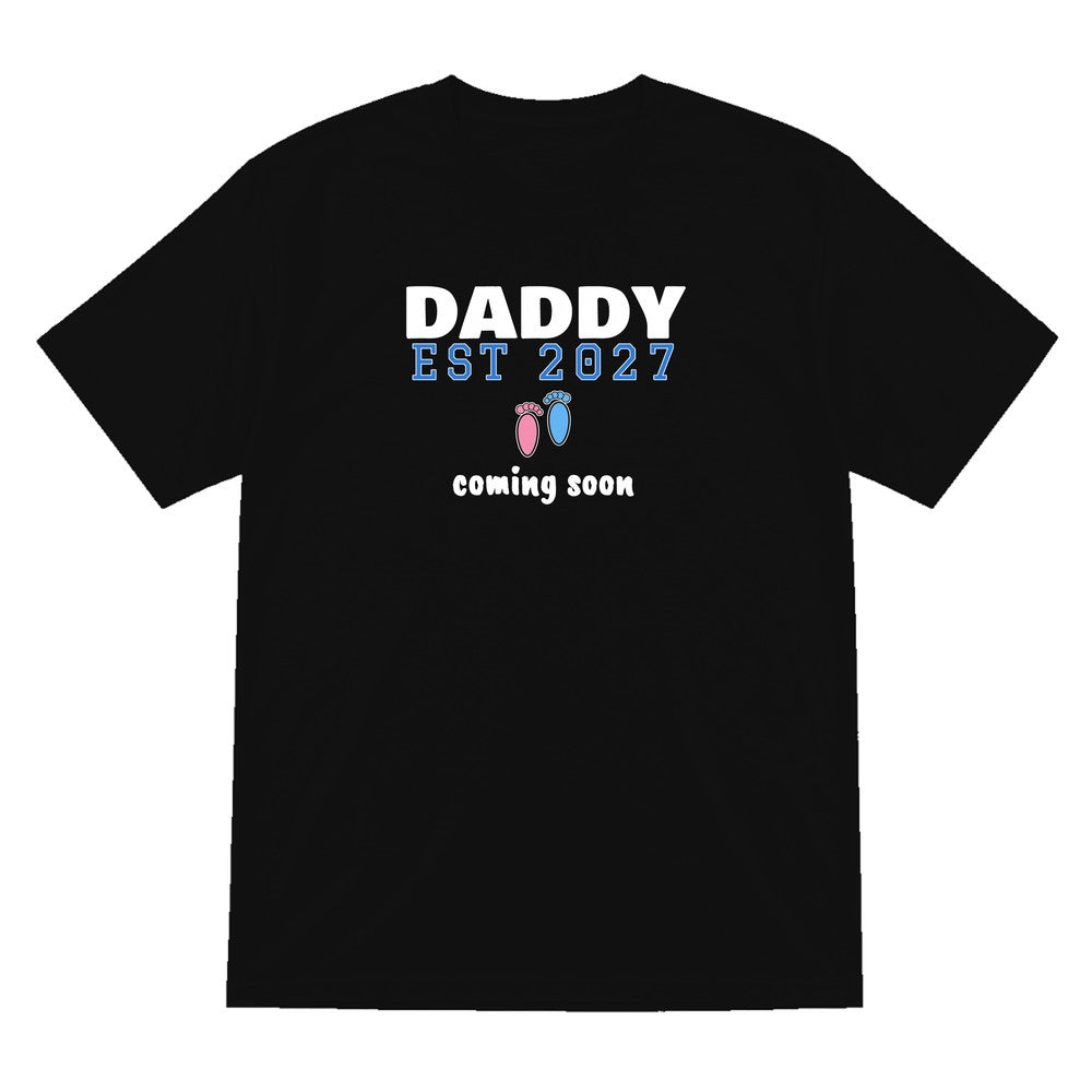 Personalised Daddy Est. 2027 T-Shirt laid flat