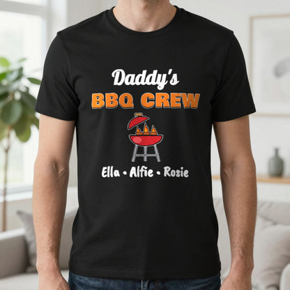 Personalised Daddy's BBQ Crew T-Shirt & Sweatshirt T-Shirt in Black, worn, our photo