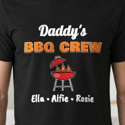 Personalised Daddy's BBQ Crew T-Shirt & Sweatshirt print close-up, our photo