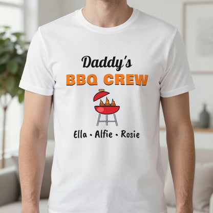Personalised Daddy's BBQ Crew T-Shirt & Sweatshirt T-Shirt in White, worn, our photo