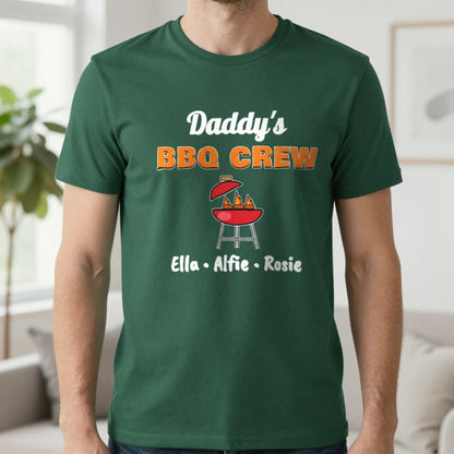 Personalised Daddy's BBQ Crew T-Shirt & Sweatshirt T-Shirt in Forest Green, worn, our photo