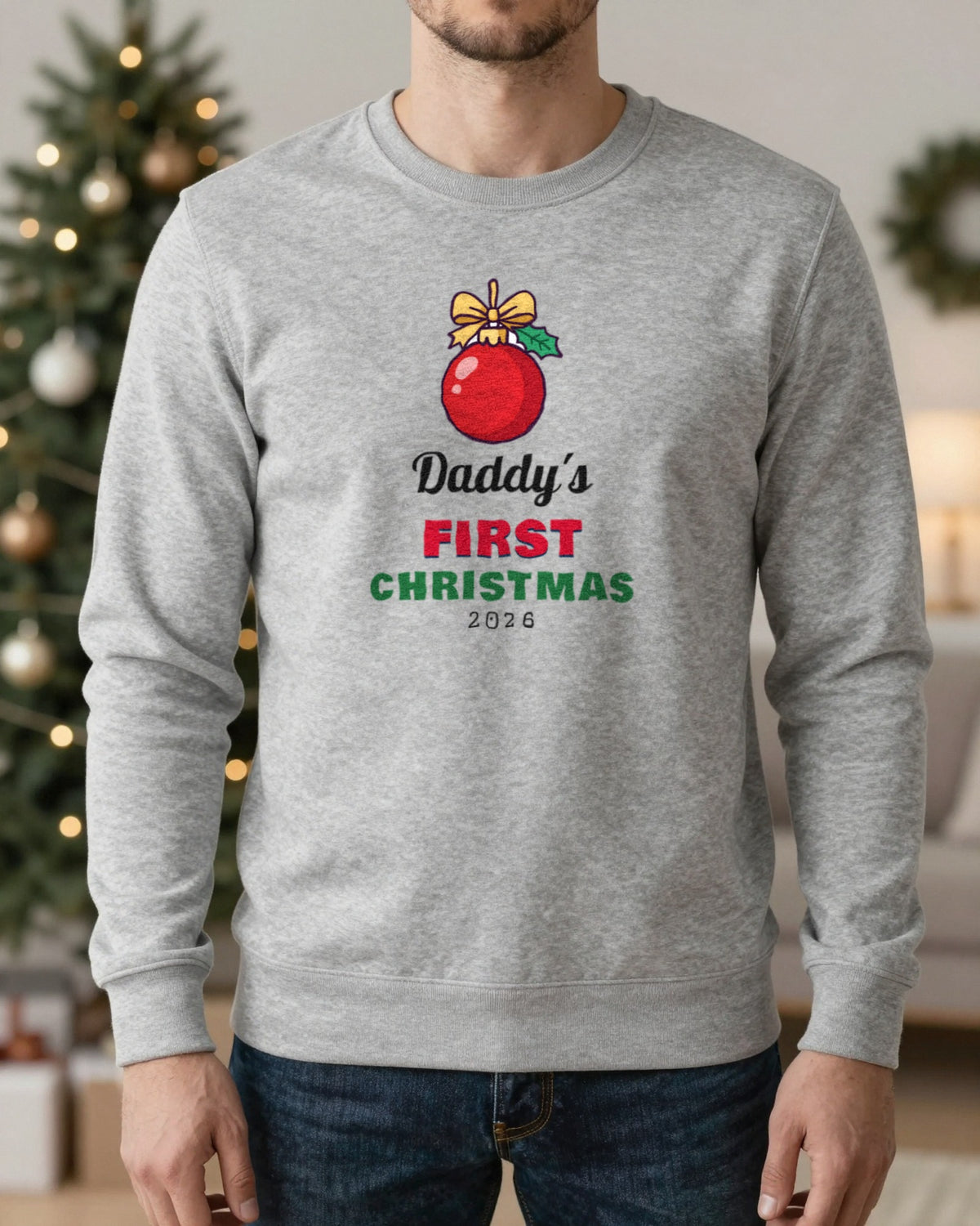 Personalised First Christmas Jumper & T-Shirt worn