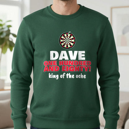 Personalised Darts 180 T-Shirt & Sweatshirt Sweatshirt in Forest Green, worn, our photo