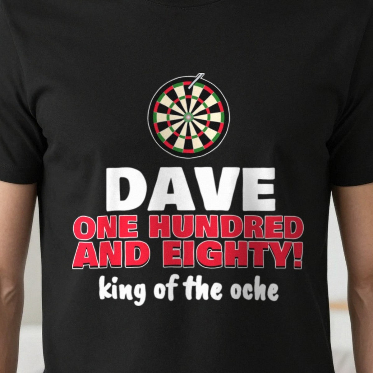 Personalised Darts 180 T-Shirt & Sweatshirt print close-up, our photo