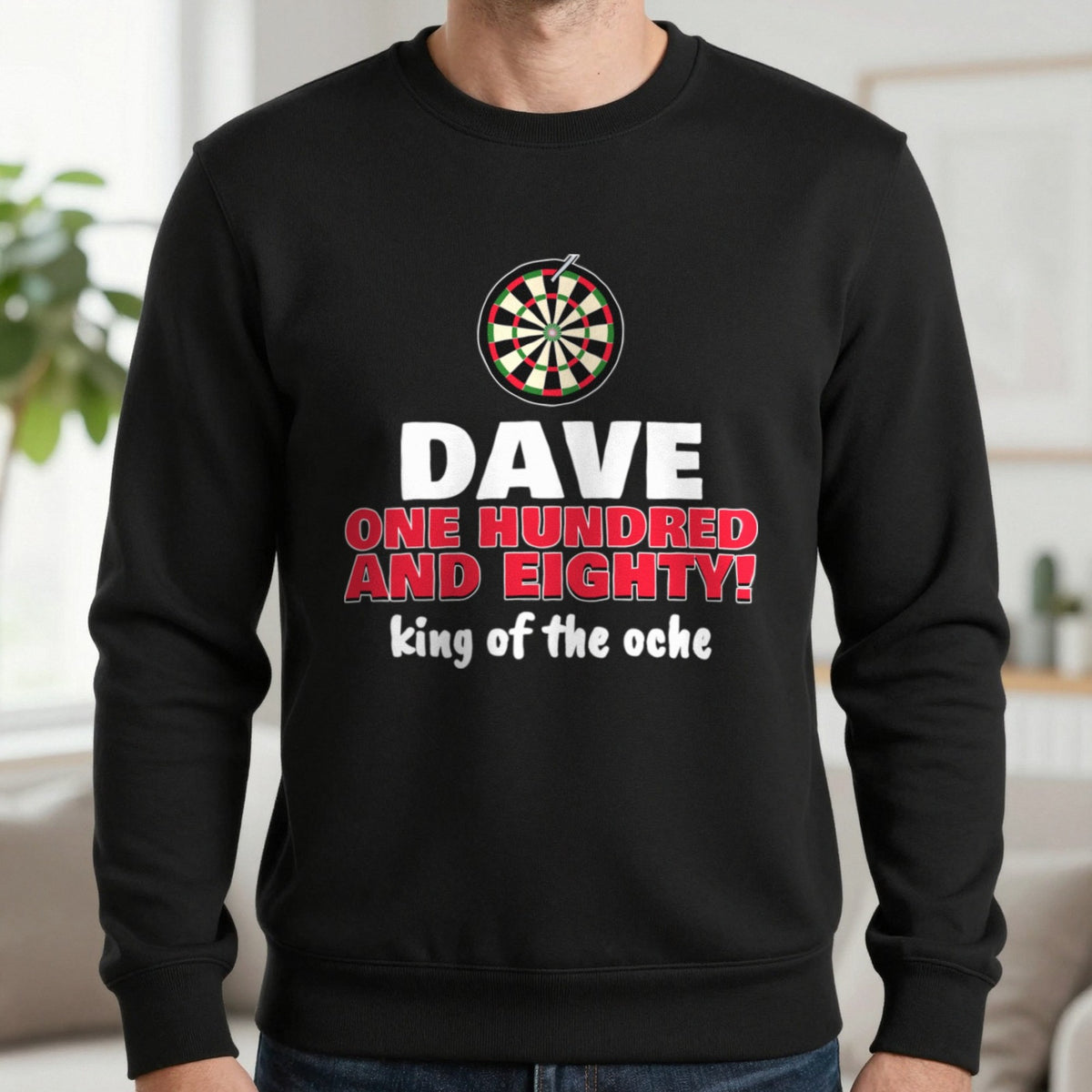 Personalised Darts 180 T-Shirt & Sweatshirt Sweatshirt in Black, worn, our photo