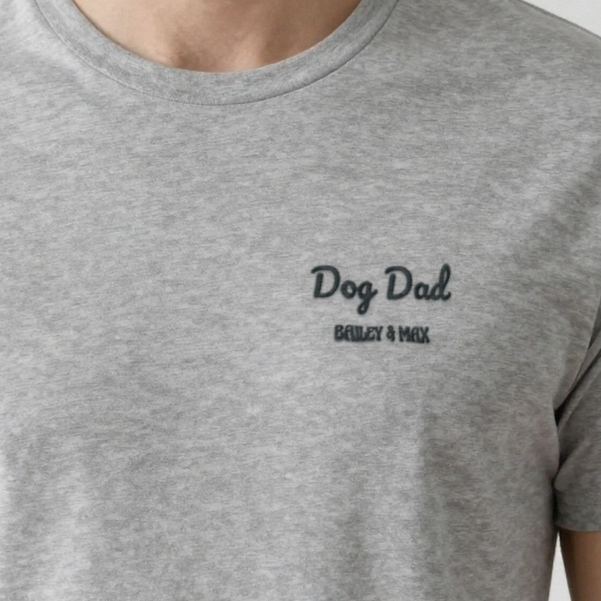 Dog Dad T-Shirt with Dog Names, adult t-shirt in ash, embroidered