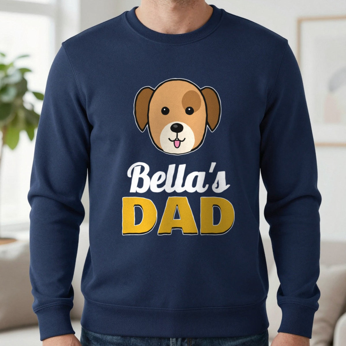 Personalised Dog Dad T-Shirt & Sweatshirt Sweatshirt in Navy, worn, our photo
