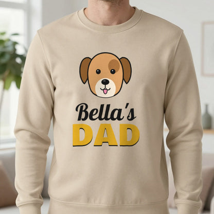 Personalised Dog Dad T-Shirt & Sweatshirt Sweatshirt in Sand, worn, our photo
