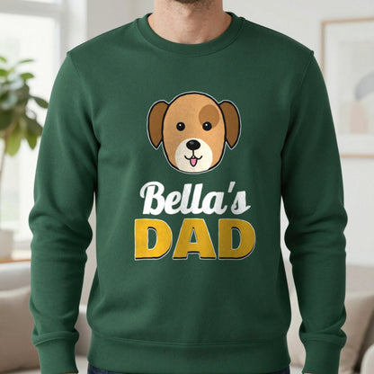 Personalised Dog Dad T-Shirt & Sweatshirt Sweatshirt in Forest Green, worn, our photo