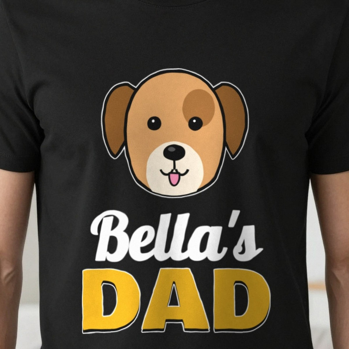 Personalised Dog Dad T-Shirt & Sweatshirt print close-up, our photo
