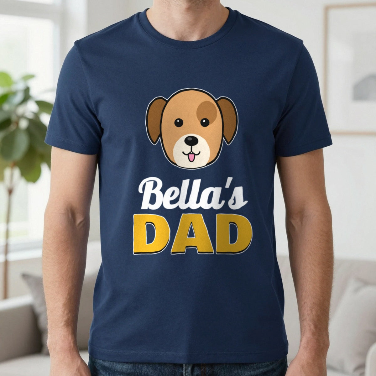 Personalised Dog Dad T-Shirt & Sweatshirt T-Shirt in Navy, worn, our photo