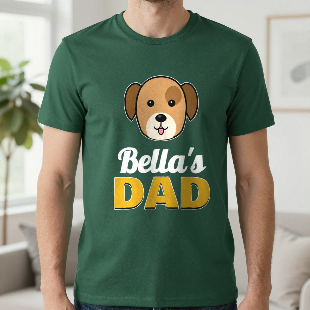 Personalised Dog Dad T-Shirt & Sweatshirt T-Shirt in Forest Green, worn, our photo
