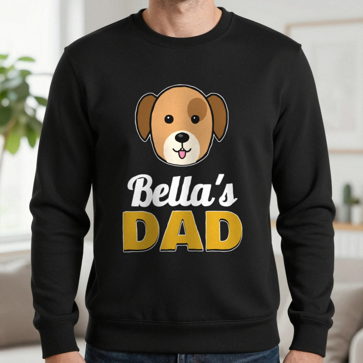Personalised Dog Dad T-Shirt & Sweatshirt Sweatshirt in Black, worn, our photo