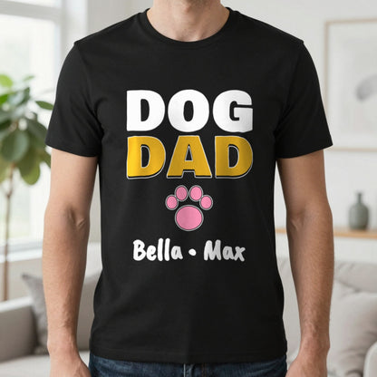 Personalised Dog Dad Names T-Shirt & Sweatshirt T-Shirt in Black, worn, our photo