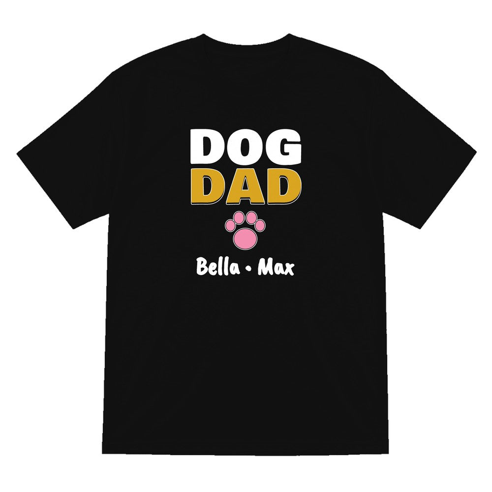Personalised Dog Dad Names T-Shirt & Sweatshirt laid flat