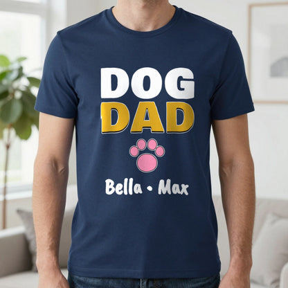 Personalised Dog Dad Names T-Shirt & Sweatshirt T-Shirt in Navy, worn, our photo