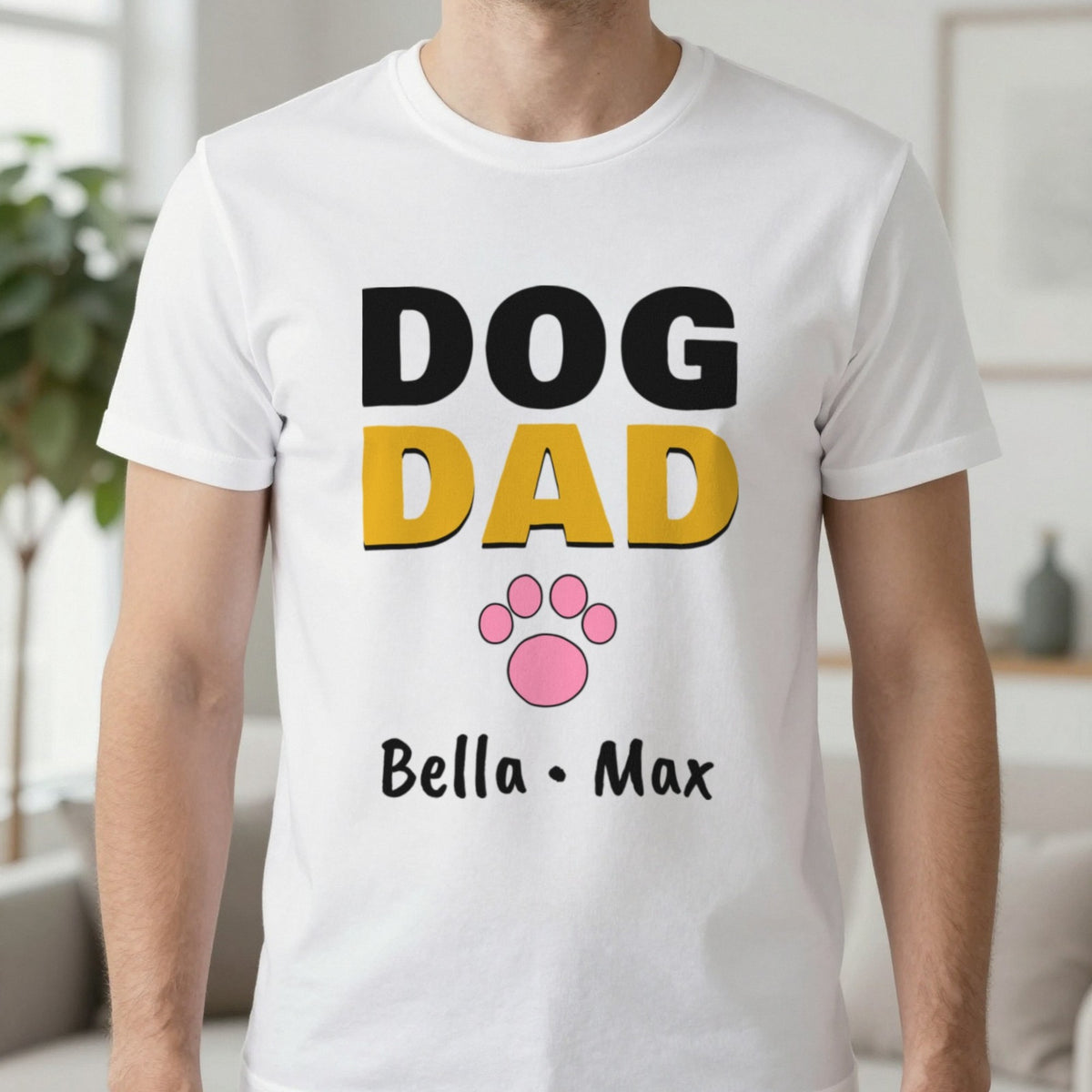 Personalised Dog Dad Names T-Shirt & Sweatshirt T-Shirt in White, worn, our photo