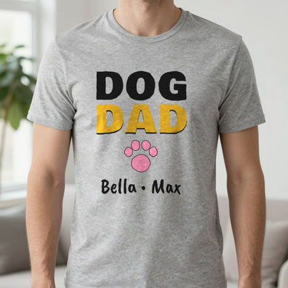 Personalised Dog Dad Names T-Shirt & Sweatshirt T-Shirt in Sport Grey, worn, our photo