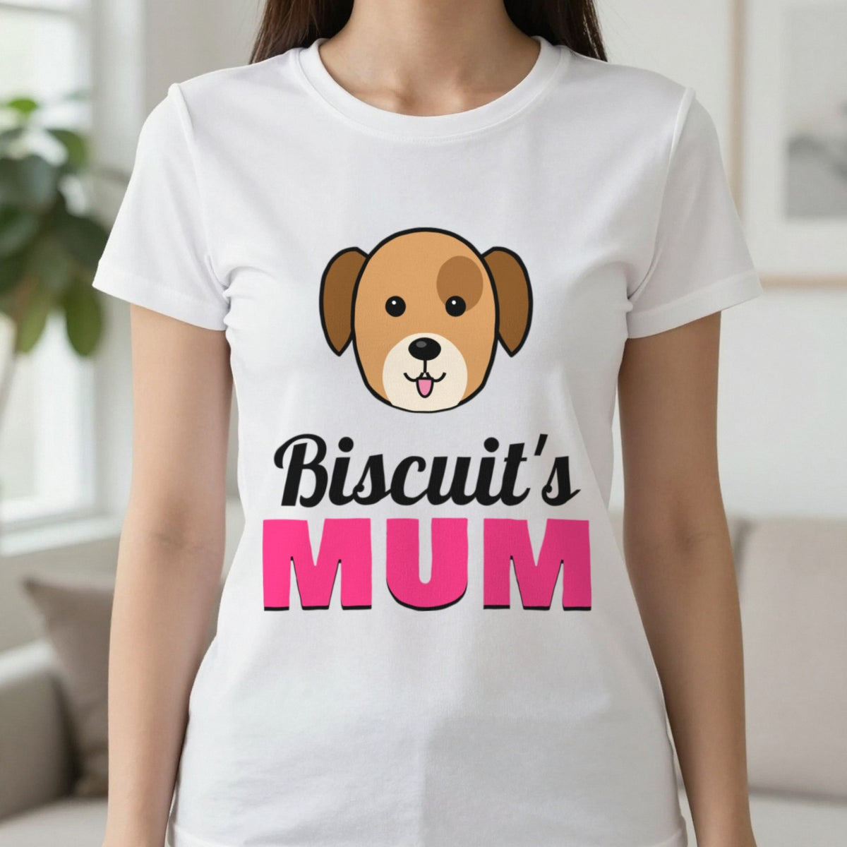 Personalised Dog Mum T-Shirt & Sweatshirt T-Shirt in White, worn, our photo