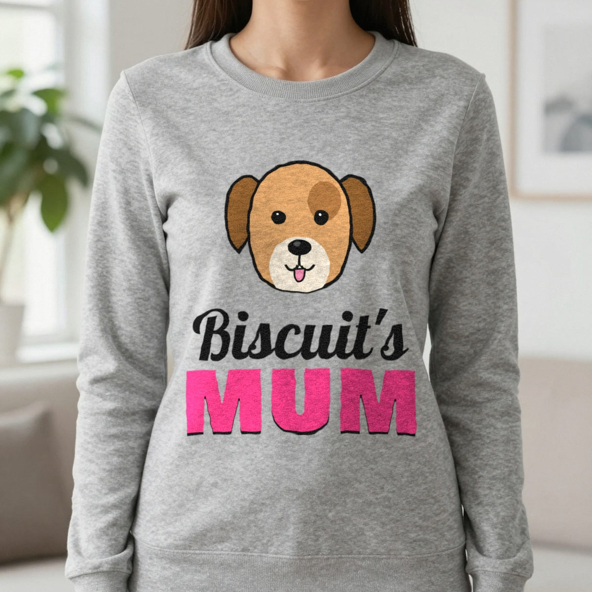 Personalised Dog Mum T-Shirt & Sweatshirt Sweatshirt in Sport Grey, worn, our photo