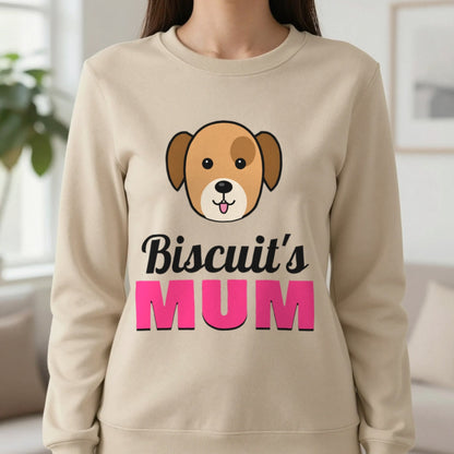 Personalised Dog Mum T-Shirt & Sweatshirt Sweatshirt in Sand, worn, our photo