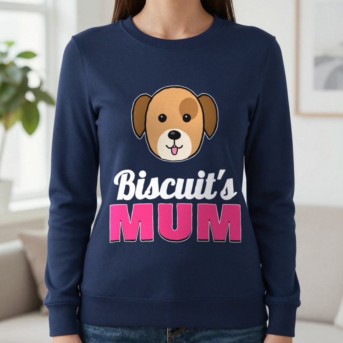 Personalised Dog Mum T-Shirt & Sweatshirt Sweatshirt in Navy, worn, our photo