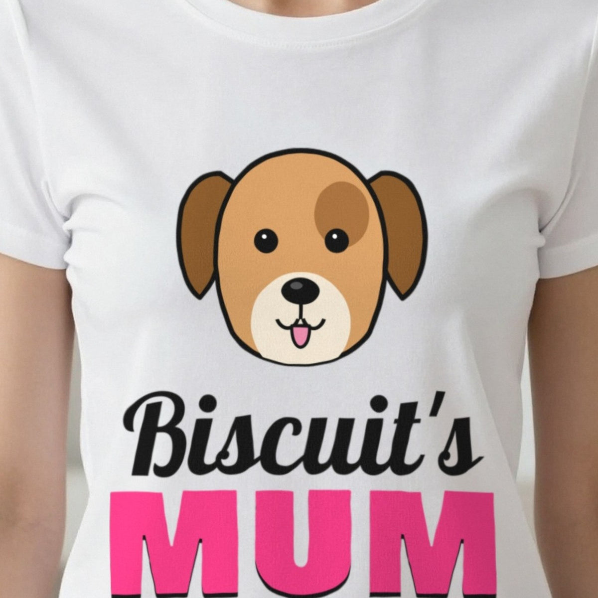 Personalised Dog Mum T-Shirt & Sweatshirt print close-up, our photo