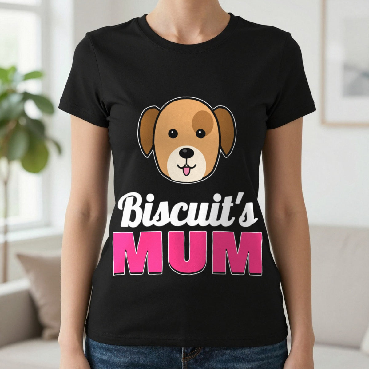 Personalised Dog Mum T-Shirt & Sweatshirt T-Shirt in Black, worn, our photo
