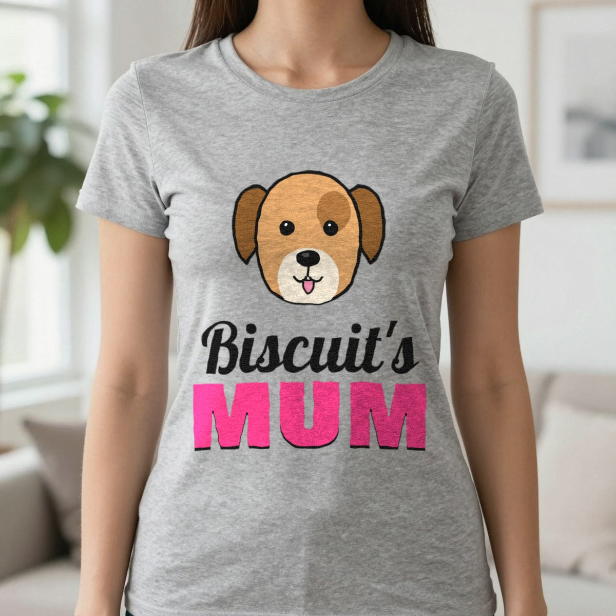 Personalised Dog Mum T-Shirt & Sweatshirt T-Shirt in Sport Grey, worn, our photo