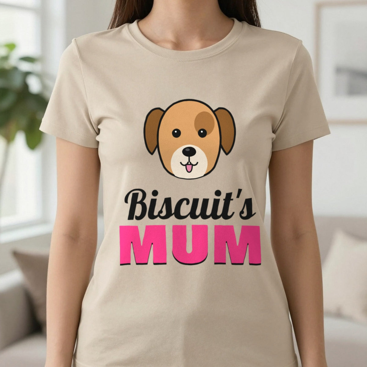 Personalised Dog Mum T-Shirt & Sweatshirt T-Shirt in Sand, worn, our photo