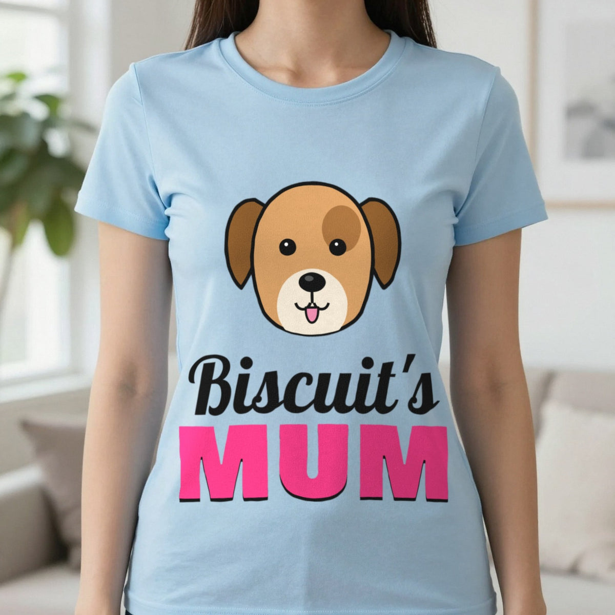 Personalised Dog Mum T-Shirt & Sweatshirt T-Shirt in Light Blue, worn, our photo
