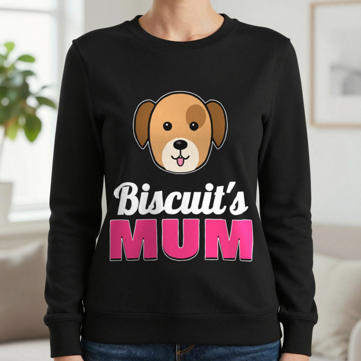 Personalised Dog Mum T-Shirt & Sweatshirt Sweatshirt in Black, worn, our photo