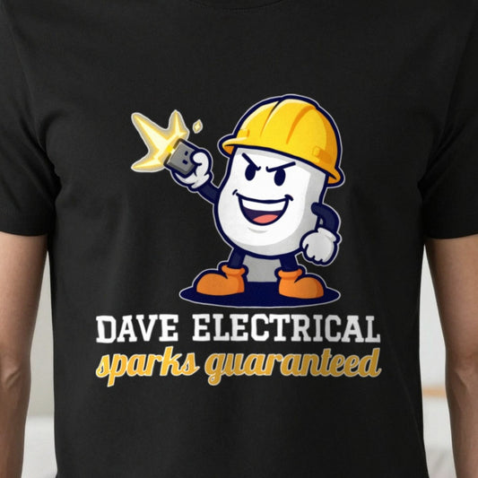 Personalised Electrician T-Shirt & Sweatshirt print close-up, our photo